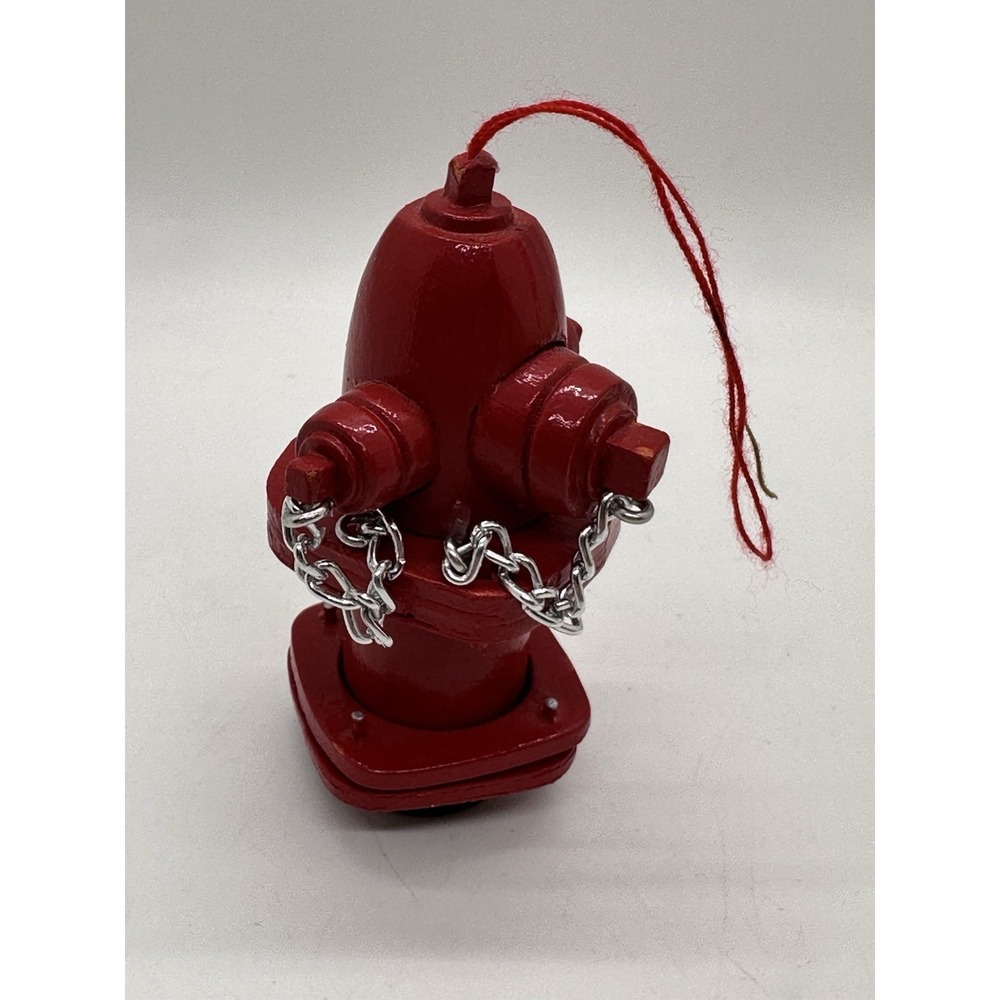 Vintage Red Fire Hydrant Christmas‎ Ornament Wood Chain Midwest Importers